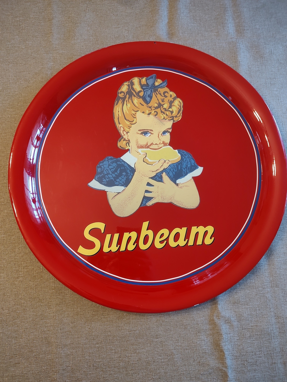 Sunbeam Red Serving Tray with Retro Girl Graphic